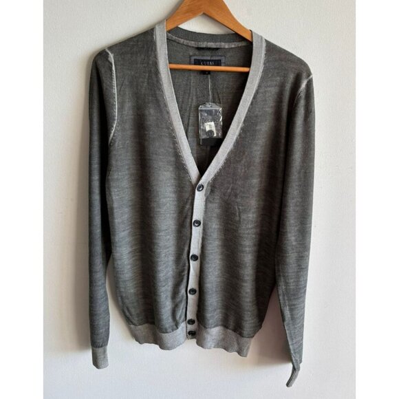 Guess Mens V-Neck Long Sleeve Button-Up Wool Classic Cardigan Sweater Gray  M - Picture 1 of 13